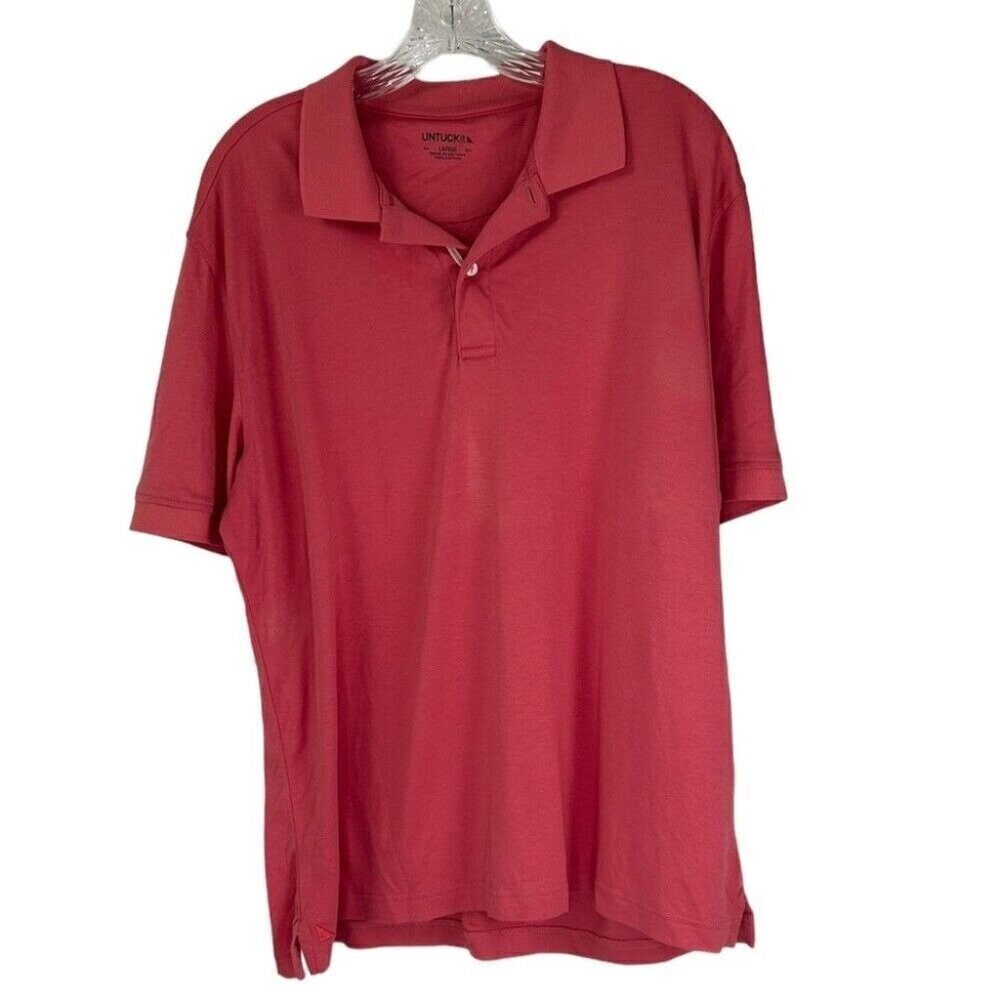 UNTUCKit Red Polo Short Sleeve Shirt Golf Lightweight Casual Men’s SZ L READ